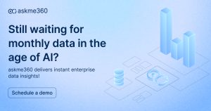Enterprise leader waiting for monthly data, showing instant AI-powered data insights with call-to-action to schedule a demo